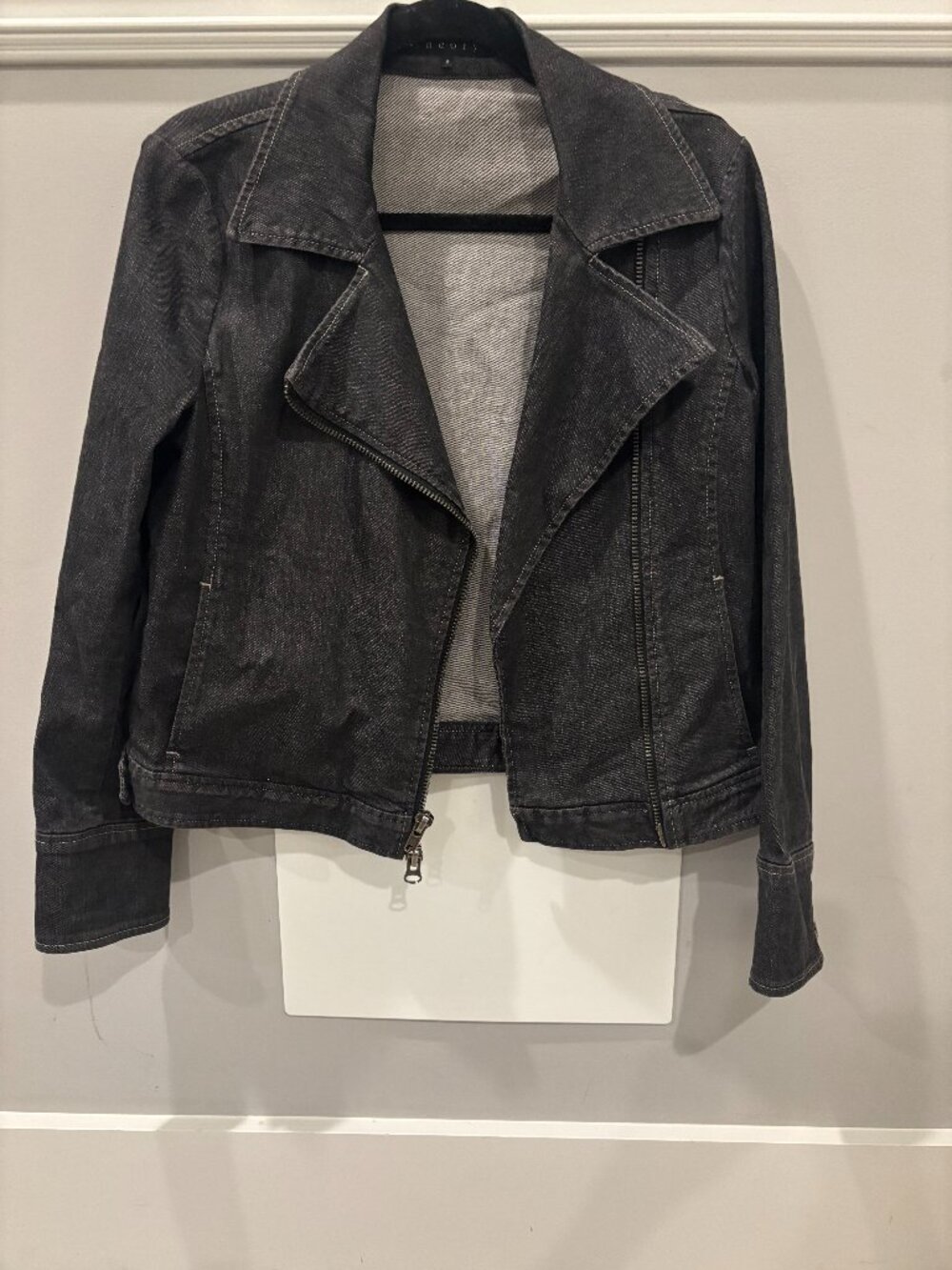 Theory Women's Black Denim Jean Jacket Size M